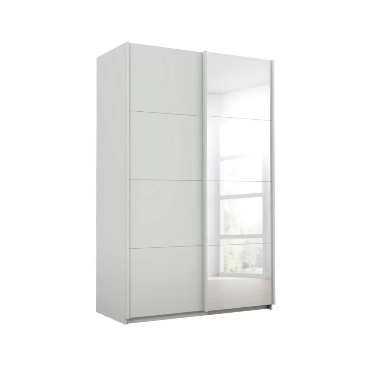 Oakwood Rauch Luma 136cm 2 Door Sliding Wardrobe with 1 Decor Door and 1 Mirror Door