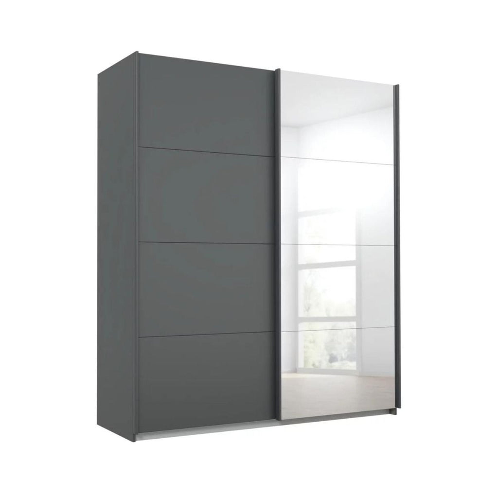 Oakwood Rauch Luma 181cm 2 Door Sliding Wardrobe with 1 Decor Door and 1 Mirror Door