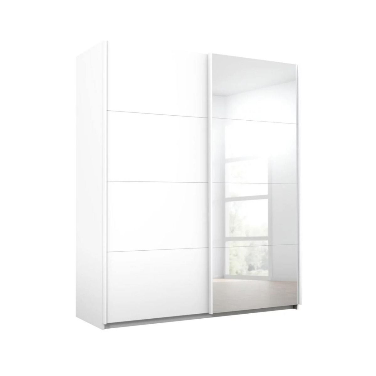 Oakwood Rauch Luma 181cm 2 Door Sliding Wardrobe with 1 Decor Door and 1 Mirror Door