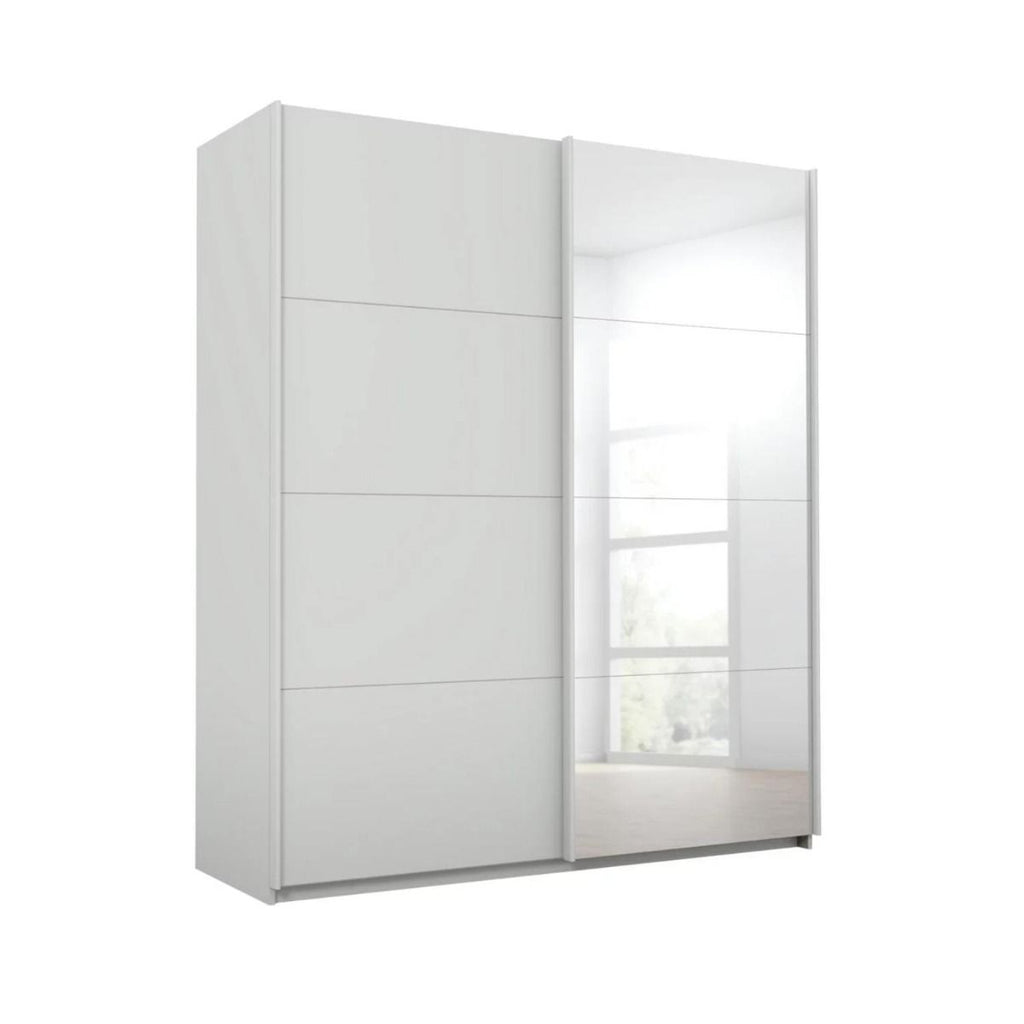 Oakwood Rauch Luma 181cm 2 Door Sliding Wardrobe with 1 Decor Door and 1 Mirror Door