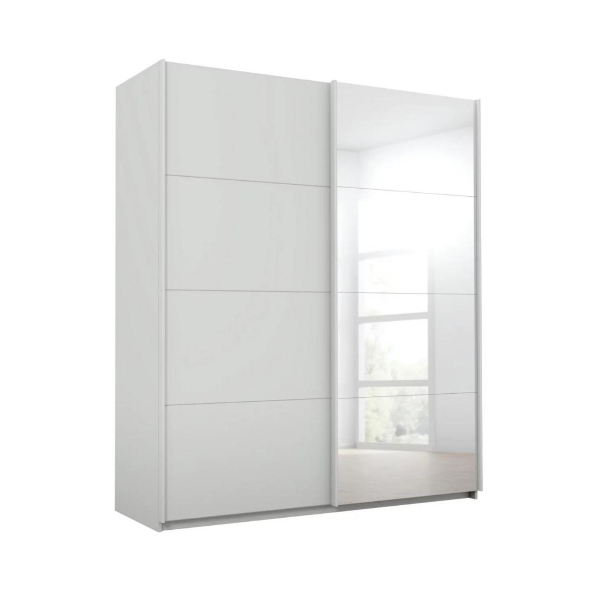 Oakwood Rauch Luma 181cm 2 Door Sliding Wardrobe with 1 Decor Door and 1 Mirror Door