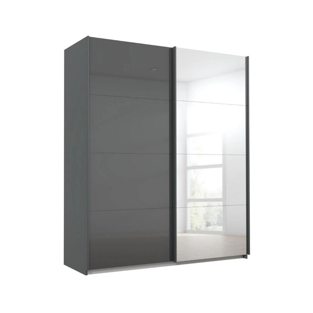 Oakwood Rauch Luma 181cm 2 Door Sliding Wardrobe with 1 Glass Door and 1 Mirror Door