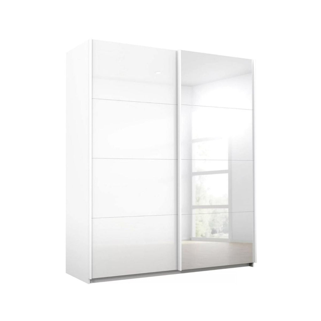 Oakwood Rauch Luma 181cm 2 Door Sliding Wardrobe with 1 Glass Door and 1 Mirror Door