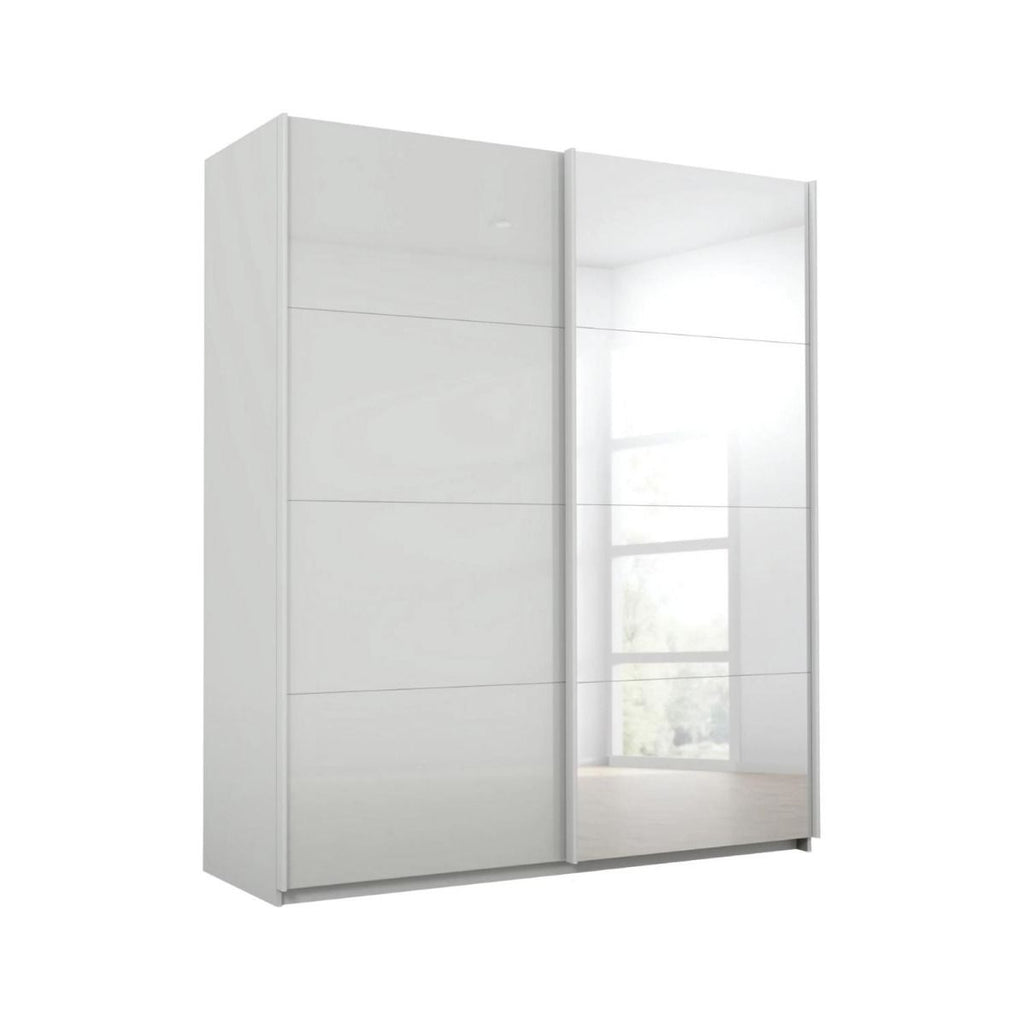 Oakwood Rauch Luma 181cm 2 Door Sliding Wardrobe with 1 Glass Door and 1 Mirror Door