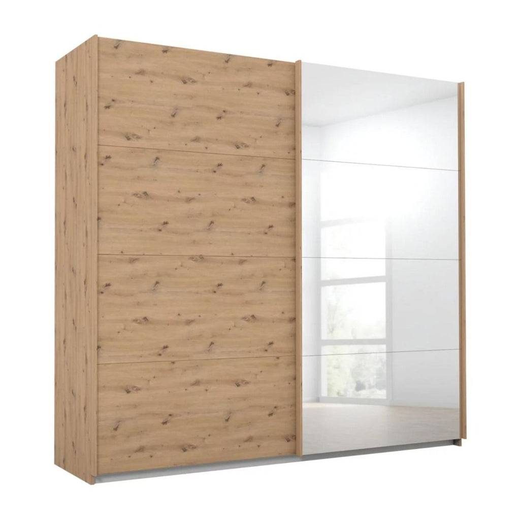 Oakwood Rauch Luma 226cm 2 Door Sliding Wardrobe with 1 Decor Door and 1 Mirror Door