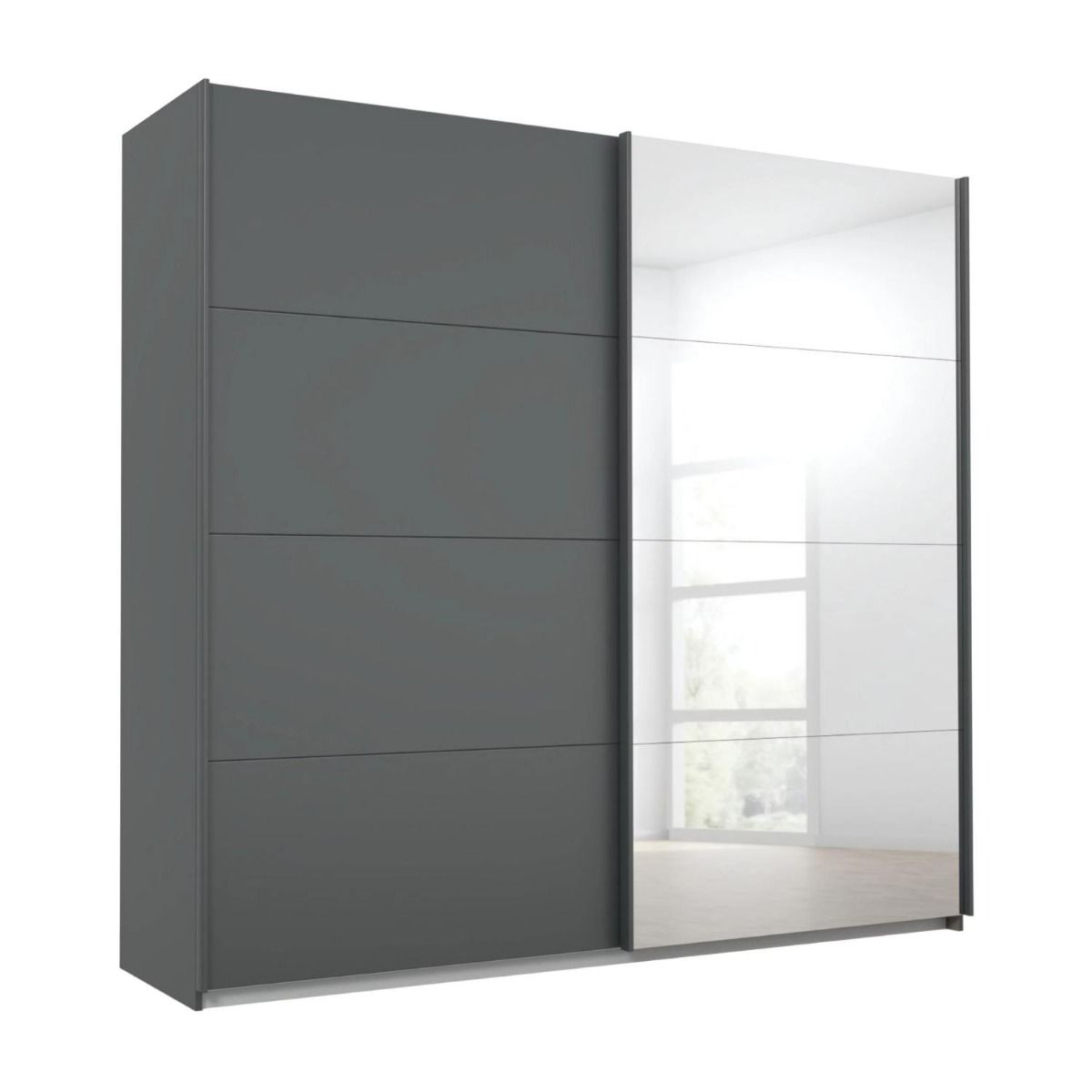 Oakwood Rauch Luma 226cm 2 Door Sliding Wardrobe with 1 Decor Door and 1 Mirror Door