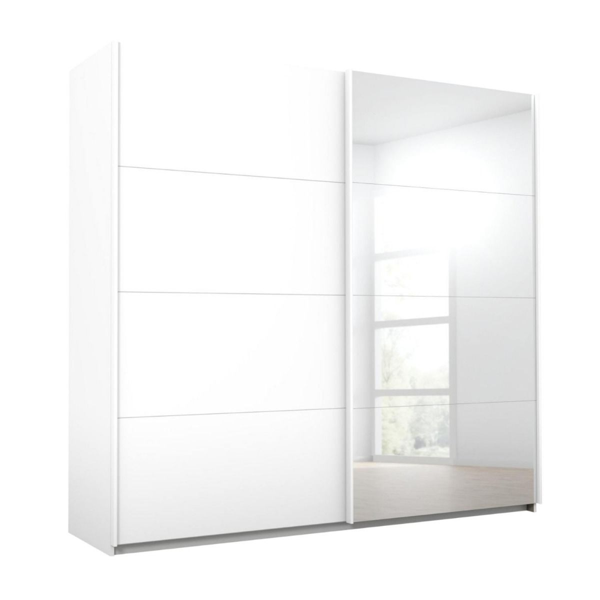 Oakwood Rauch Luma 226cm 2 Door Sliding Wardrobe with 1 Decor Door and 1 Mirror Door