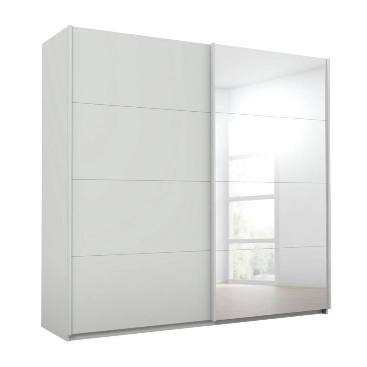 Oakwood Rauch Luma 226cm 2 Door Sliding Wardrobe with 1 Decor Door and 1 Mirror Door