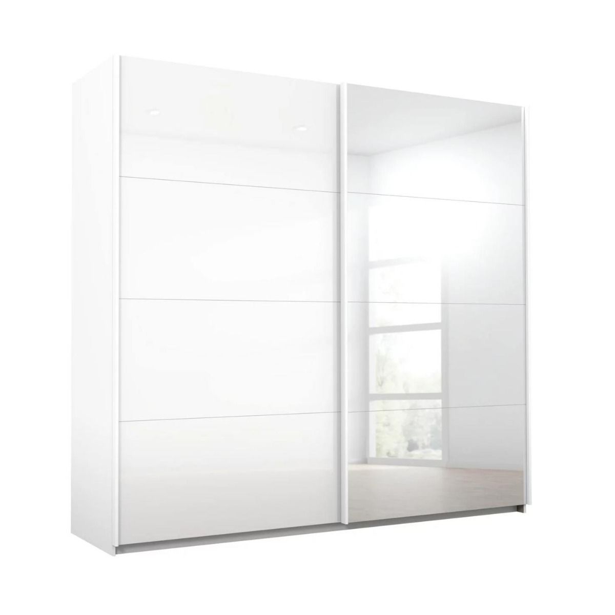 Oakwood Rauch Luma 271cm 2 Door Sliding Wardrobe with 1 Glass Door and 1 Mirror Door