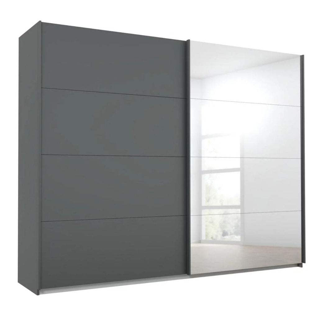 Oakwood Rauch Luma 271cm 2 Door Sliding Wardrobe with 1 Decor Door and 1 Mirror Door