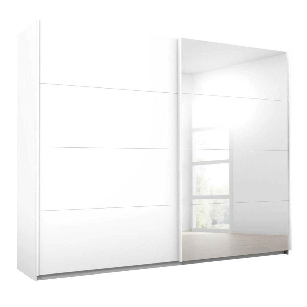 Oakwood Rauch Luma 271cm 2 Door Sliding Wardrobe with 1 Decor Door and 1 Mirror Door