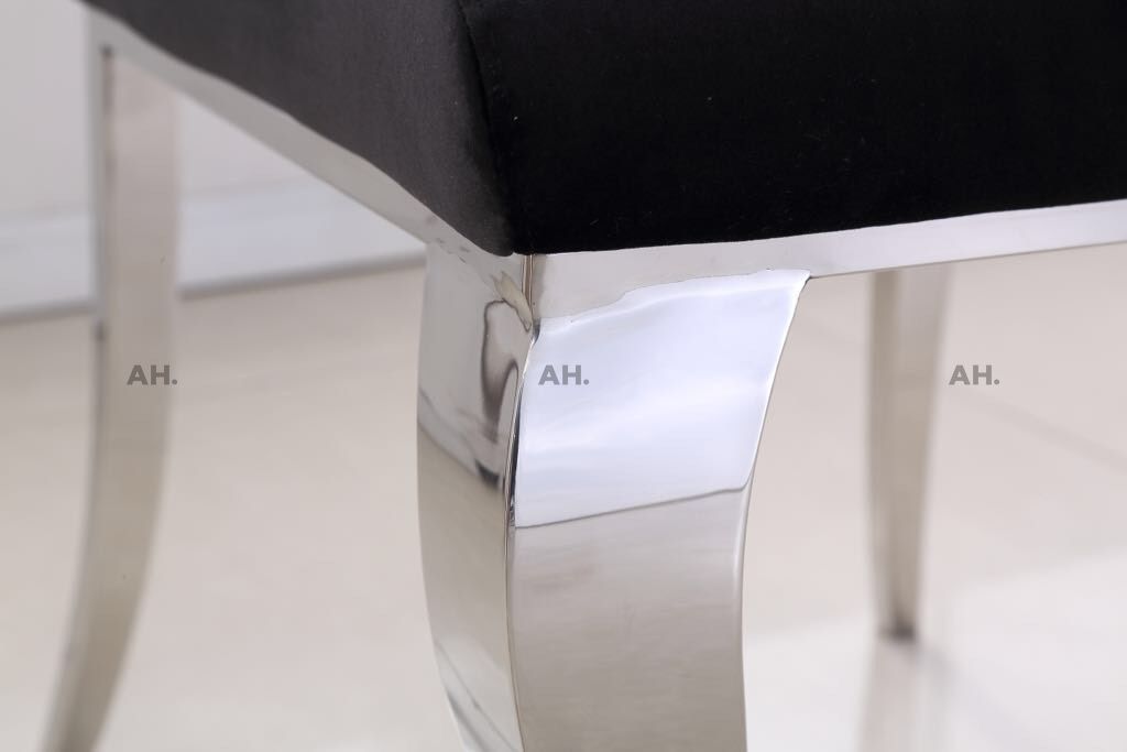 Oakwood Liyana Black Dining Chairs Chrome Carved Legs