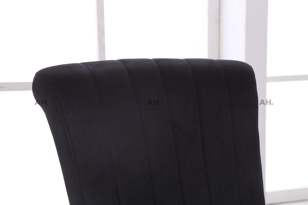 Oakwood Liyana Black Dining Chairs Chrome Carved Legs