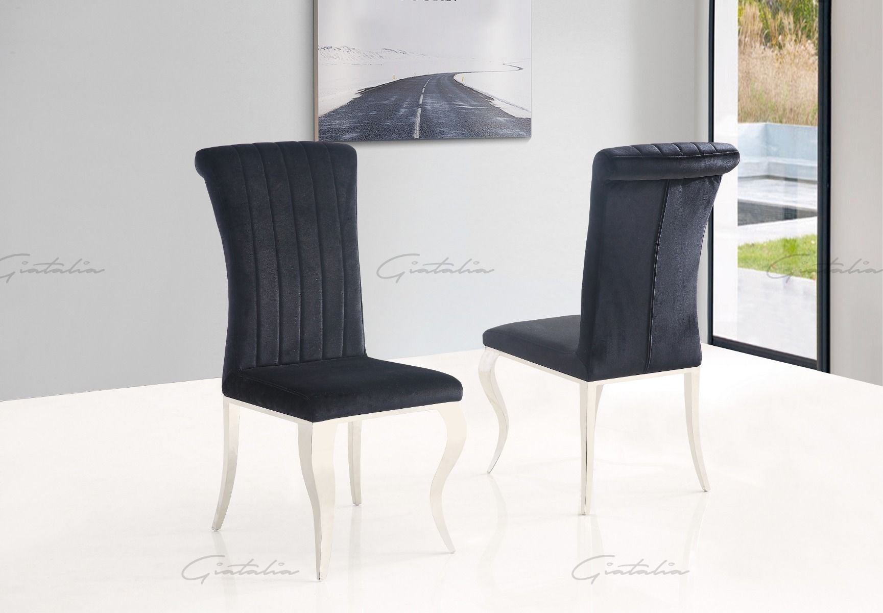 Oakwood Liyana 1.8M Grey Marble Top Dining Table with Liyana Chairs