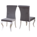 Oakwood Liyana Grey Dining Chairs Chrome Carved Legs