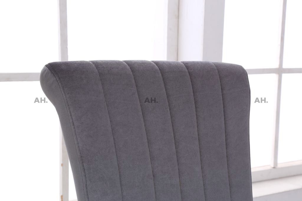 Oakwood Liyana Grey Dining Chairs Chrome Carved Legs