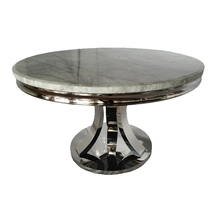 Oakwood Mitzi 130cm Round Grey Marble Dining Table