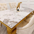 Oakwood Louis Gold Pandora Marble Dining Table Set