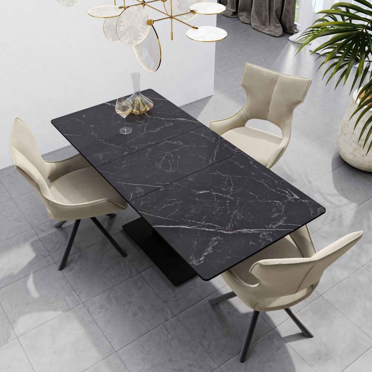 Oakwood Pavico Matte Ceramic Extending Dining Table Set