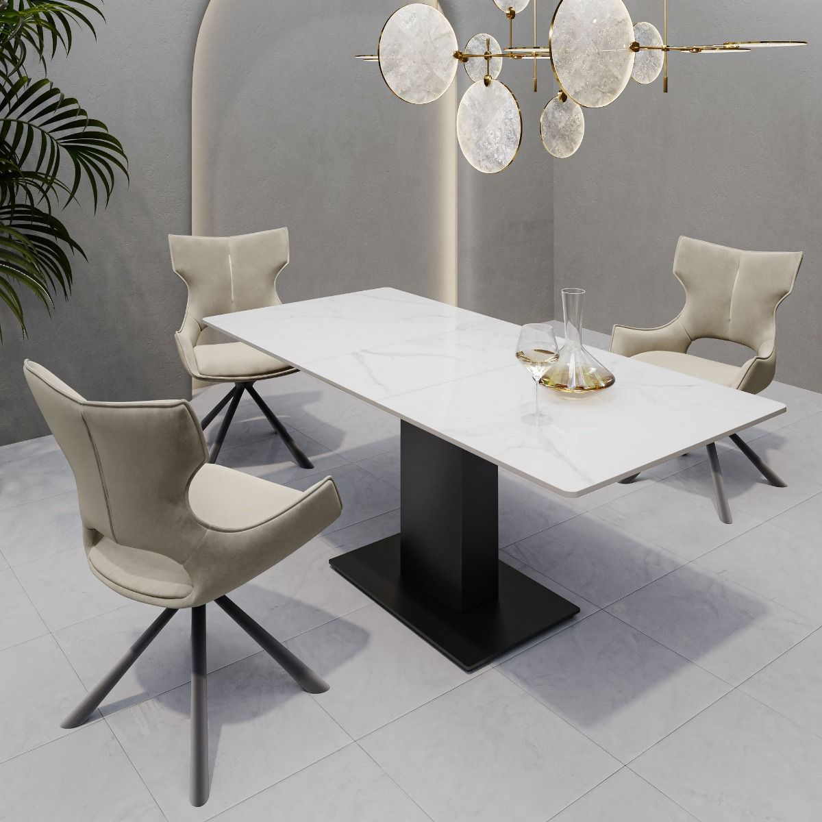 Oakwood Pavico Gloss Ceramic Extending Dining Table  - 140-180cm