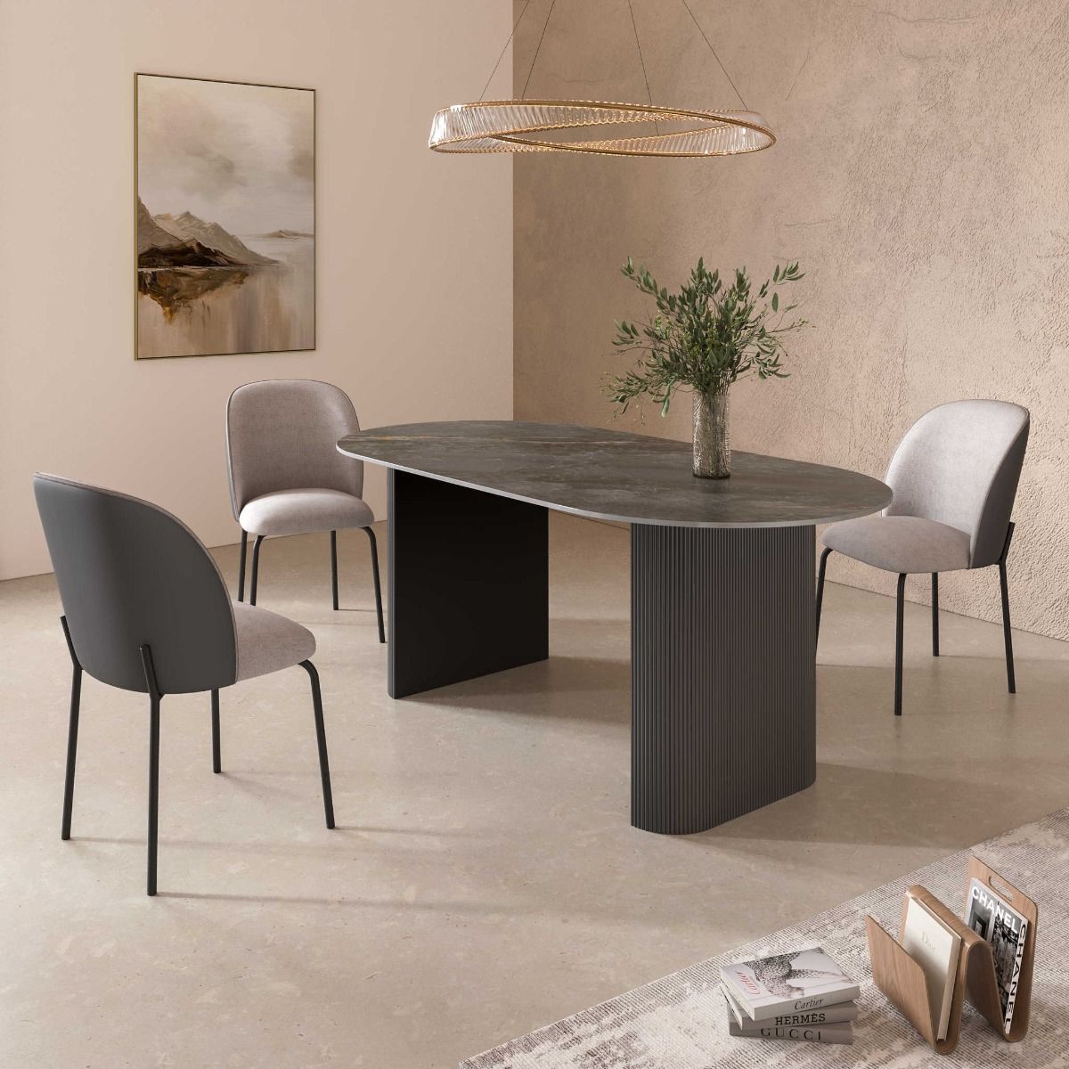 Oakwood 2x Regalia Leather 2 Tone Dining Chair
