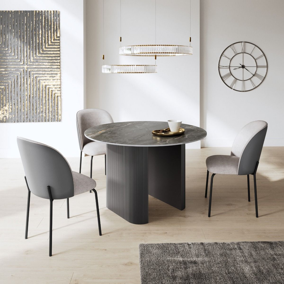 Oakwood Regalia Round Gloss Ceramic Dining Table Set