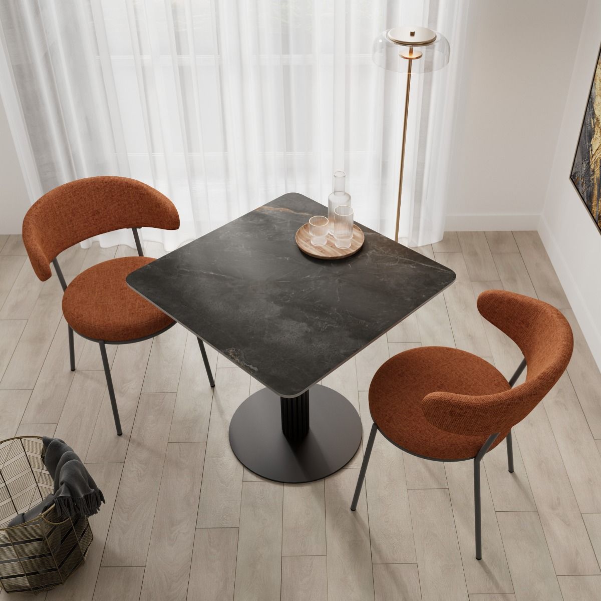 Oakwood Regalia Square Gloss Ceramic Dining Table