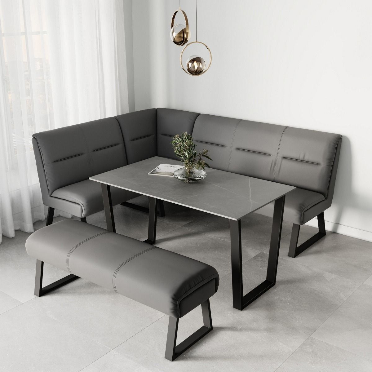 Oakwood Cerella Matte Ceramic Dining Table in Grey or White Set
