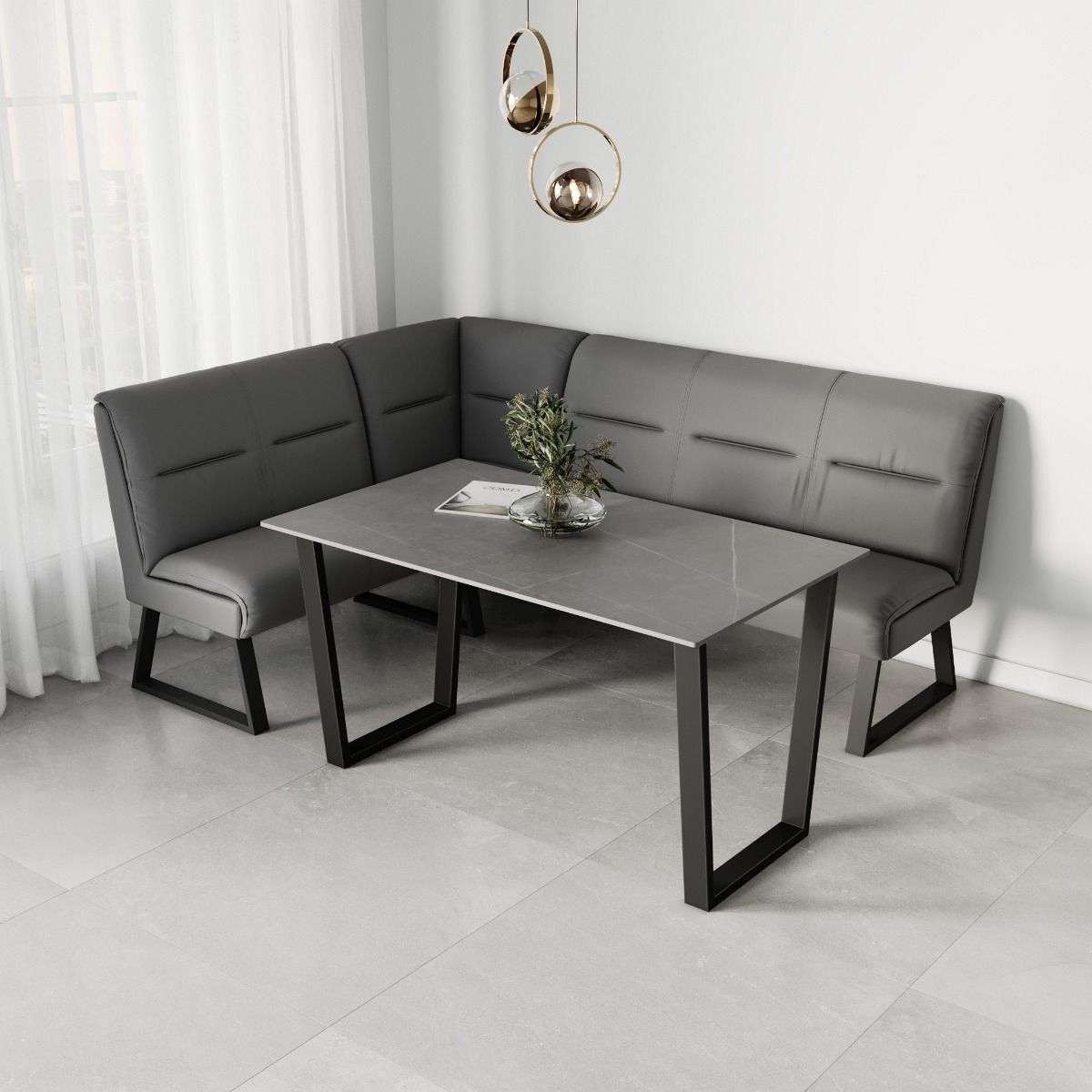 Oakwood Cerella Leather Corner Bench