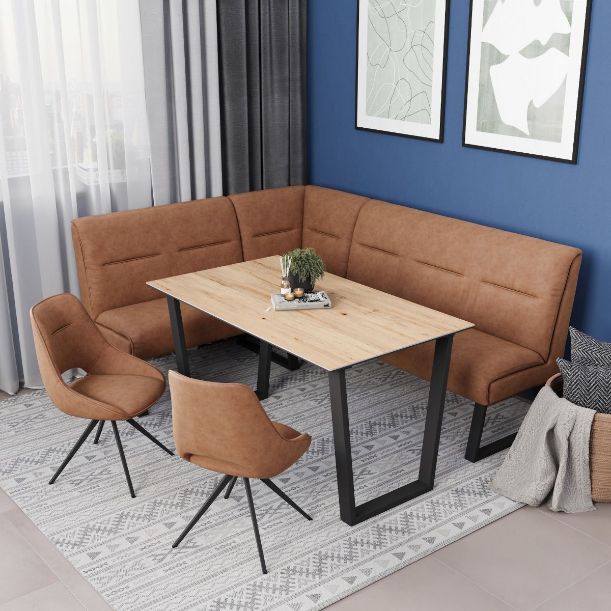 Oakwood Cerella Oak Effect Ceramic Dining Table