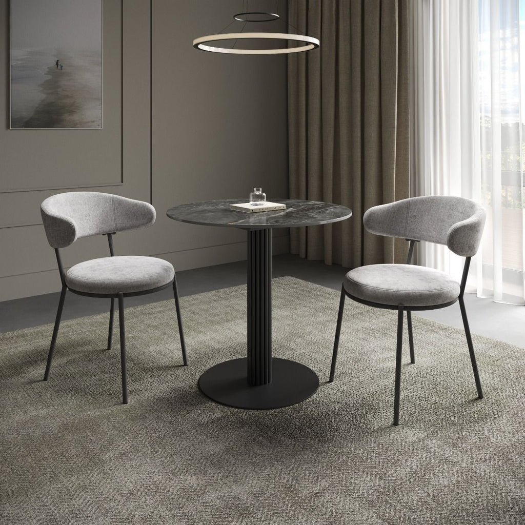 Oakwood Regalia Round Gloss Ceramic Dining Table with Single Stand