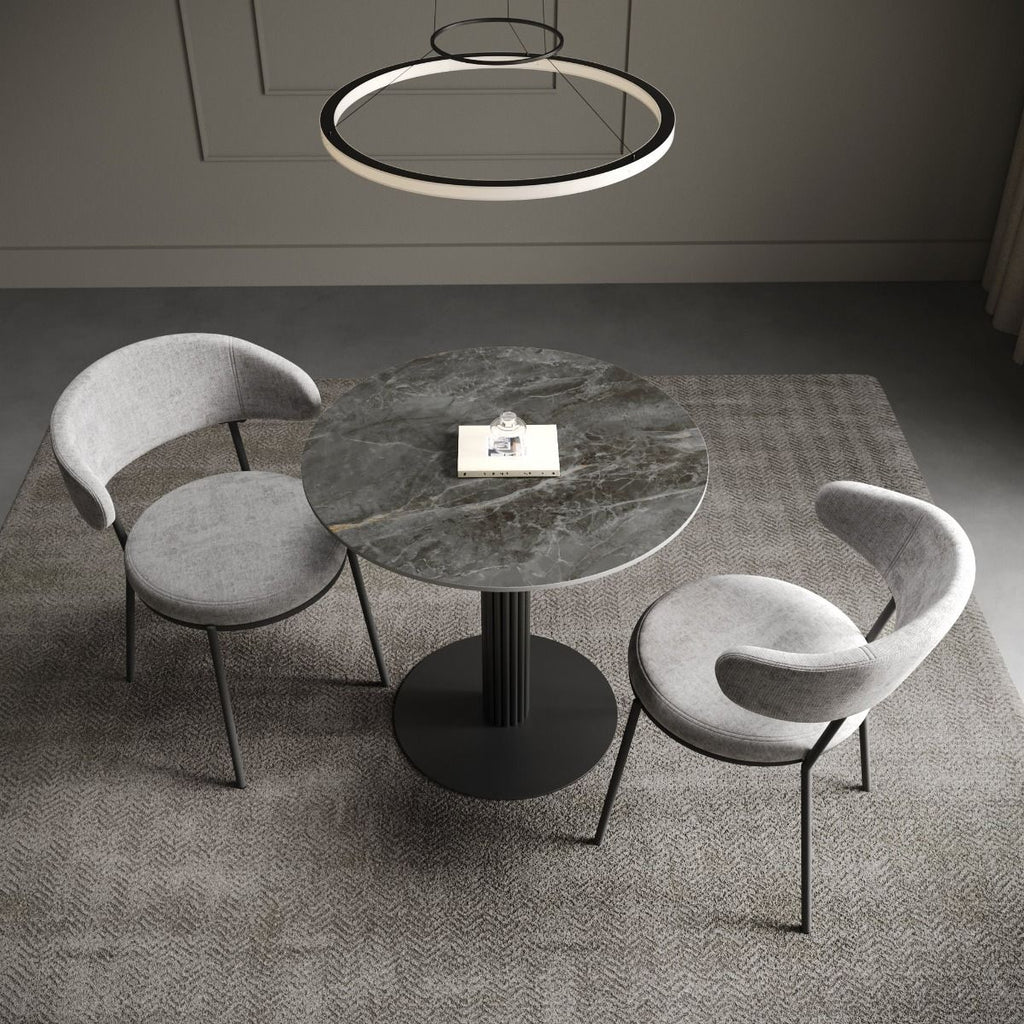 Oakwood Regalia Round Gloss Ceramic Dining Table with Single Stand
