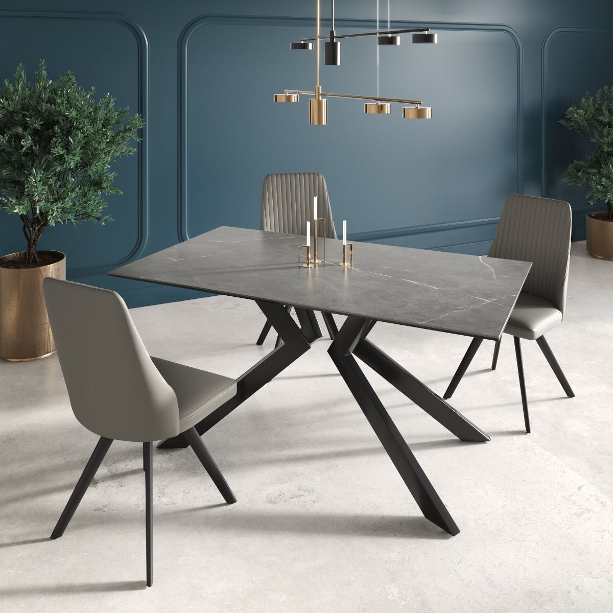 Oakwood Azira Ceramic Fixed Dining Table Set
