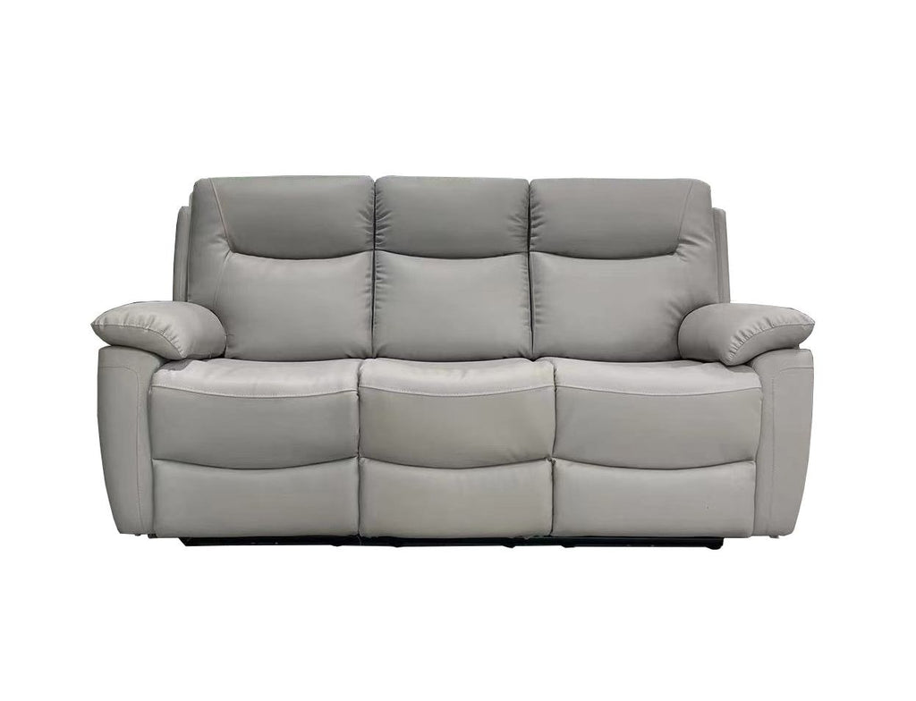 Oakwood Lucie 3 Seater Pearl Grey Leather Power Recliner Sofa