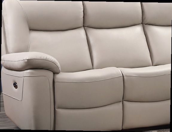 Oakwood Lucie 2 Seater Pearl Grey Leather Power Recliner Sofa