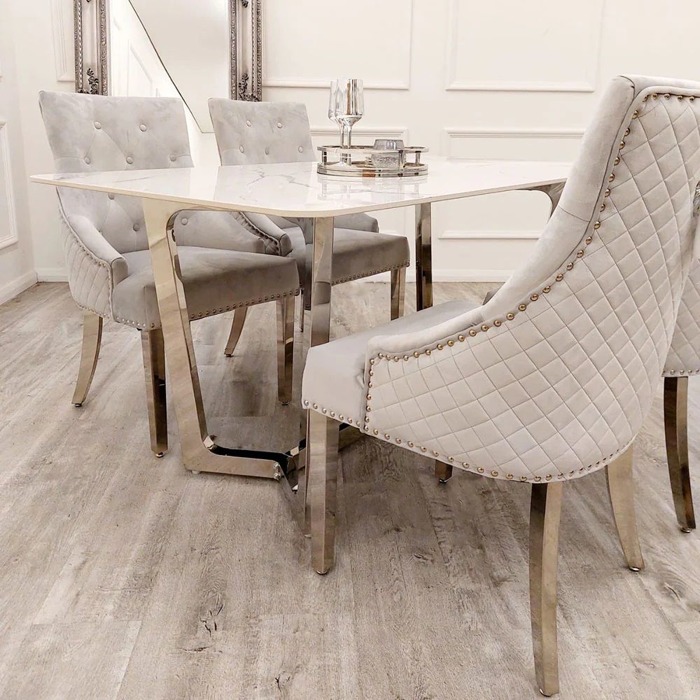 Oakwood Dynasty 1.6 Chrome Dining Table with Polar White Sintered Stone Top