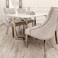 Oakwood Dynasty 1.6 Polar White Sintered Stone Top Chrome Base Dining Table Set