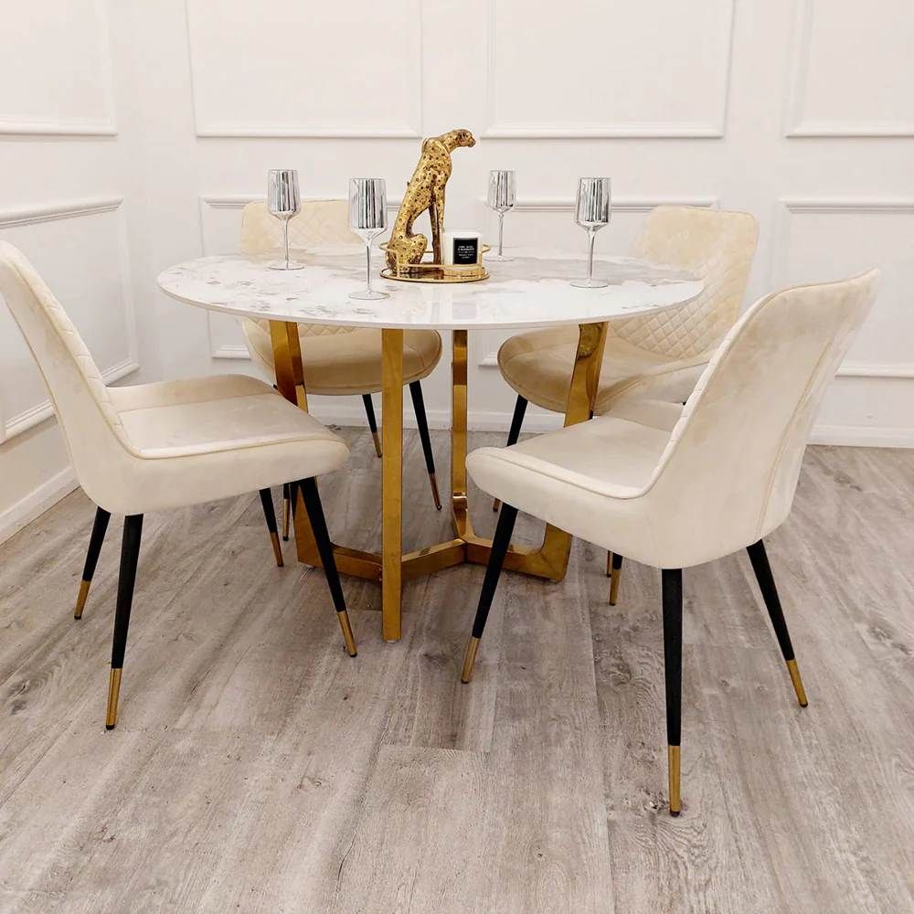 Oakwood Dynasty Gold 1.2 Round Dining Table with Sintered Stone Top