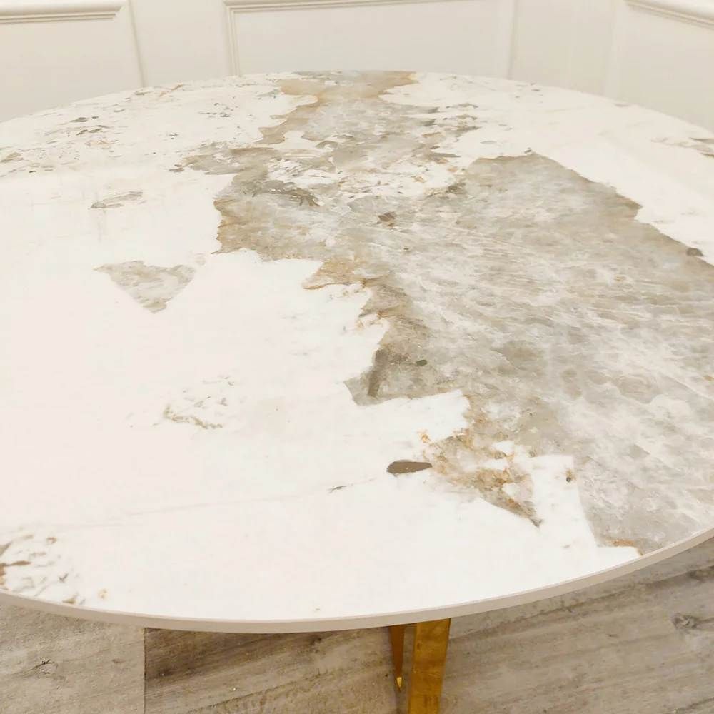 Oakwood Dynasty Gold 1.2 Round Dining Table with Sintered Stone Top