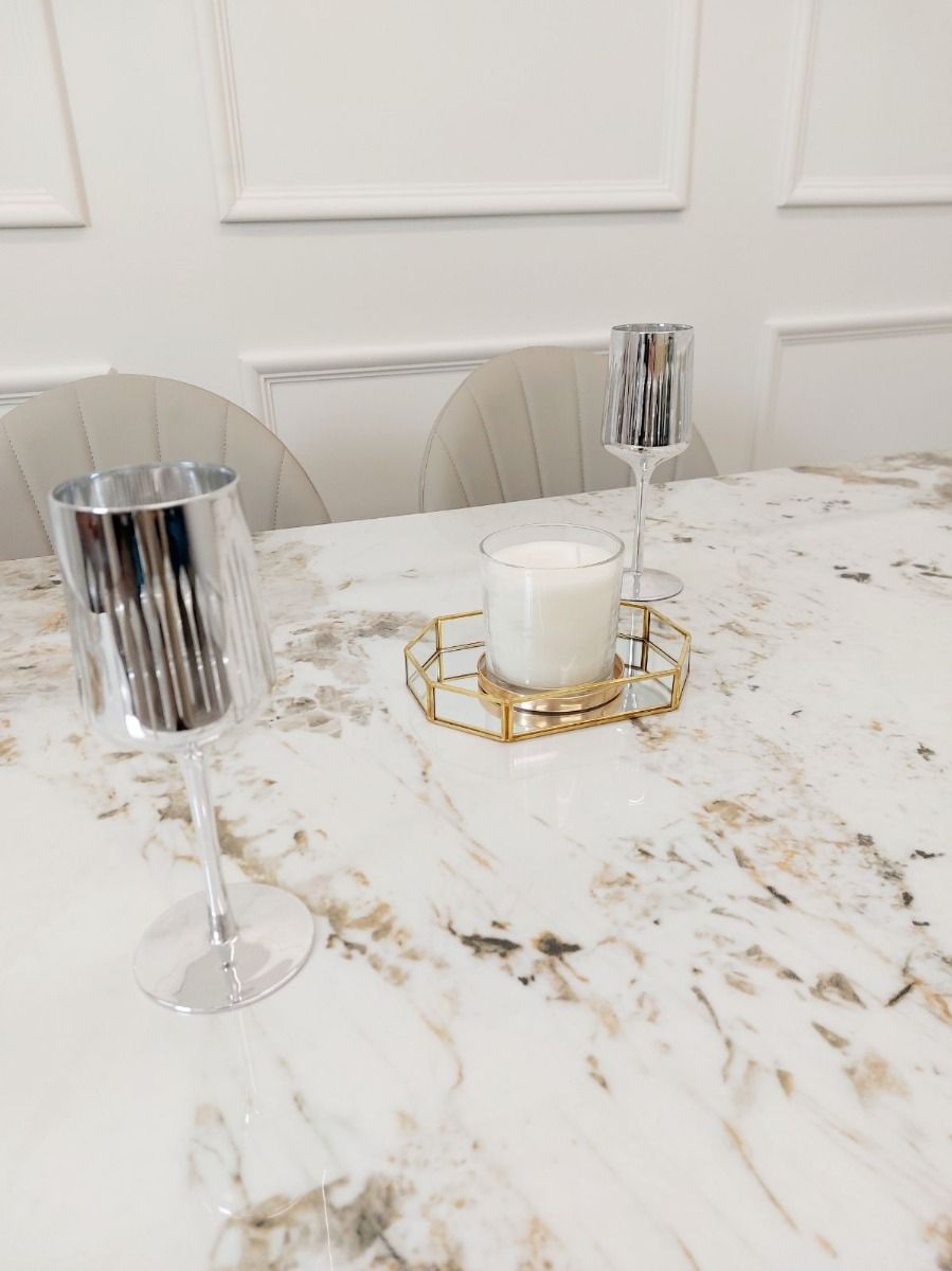 Oakwood Dynasty 1.8M Gold with Pandora Gold Sintered Stone Top Dining Table Set
