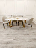 Oakwood Dynasty 1.8M Gold with Pandora Gold Sintered Stone Top Dining Table Set
