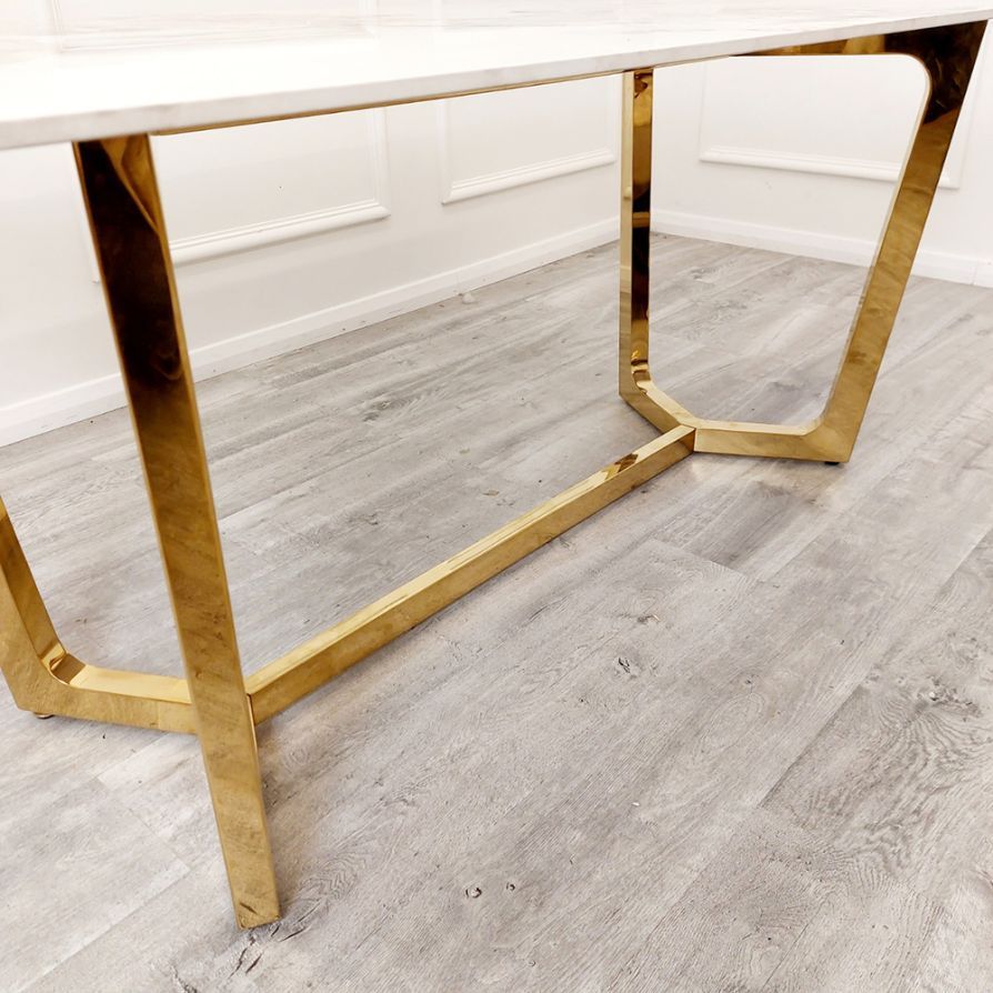 Oakwood Dynasty 1.8M Gold with Pandora Gold Sintered Stone Top Dining Table Set