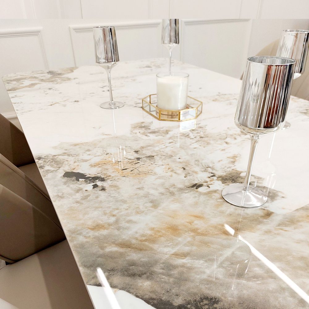 Oakwood Dynasty 1.8M Pandora Gold Sintered Stone Top Dining Table