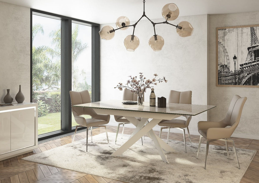 Oakwood Luxor Matte Ceramic Extending Dining Table set