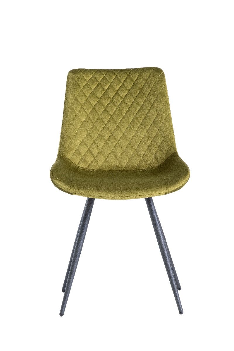 Oakwood Ruby 1.8m Dining Table - Kass Gold with Mabelo Velvet Dining Chairs - Olive
