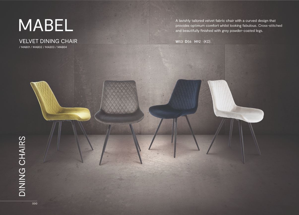 Oakwood 4 x Mabelo Velvet Dining Chair - Graphite