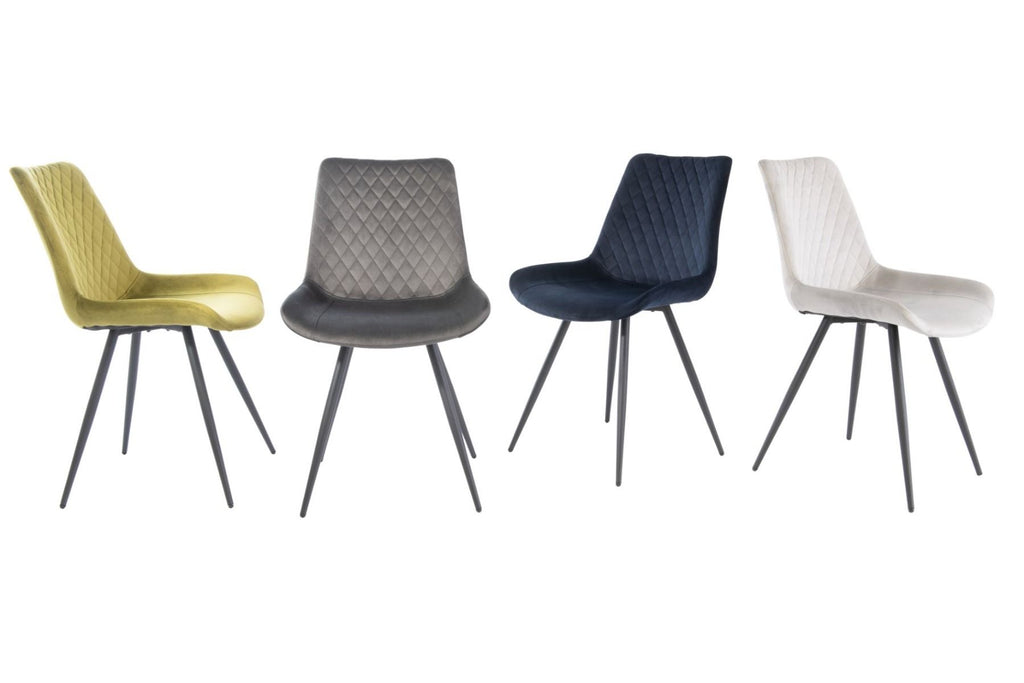 Oakwood 4 x Mabelo Velvet Dining Chair - Deep Blue