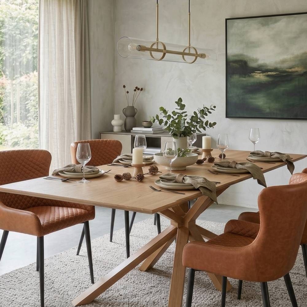 Oakwood Harlow 180 Wooden Base Dining Table Set