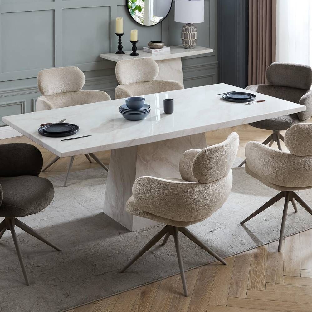Oakwood Apollo 1.6m Marble Dining  Table Set