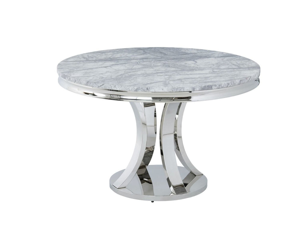 Oakwood Mitzi 130cm Round Grey Marble Dining Table